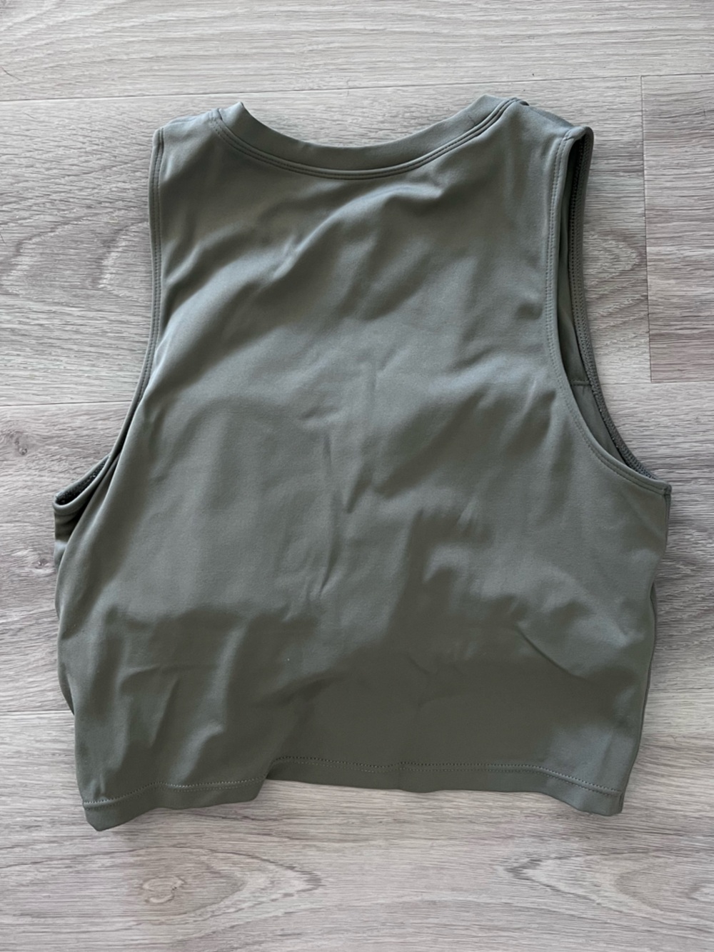 Women’s Olive Green Scoop Cropped Tank Top - Picture 2 of 4